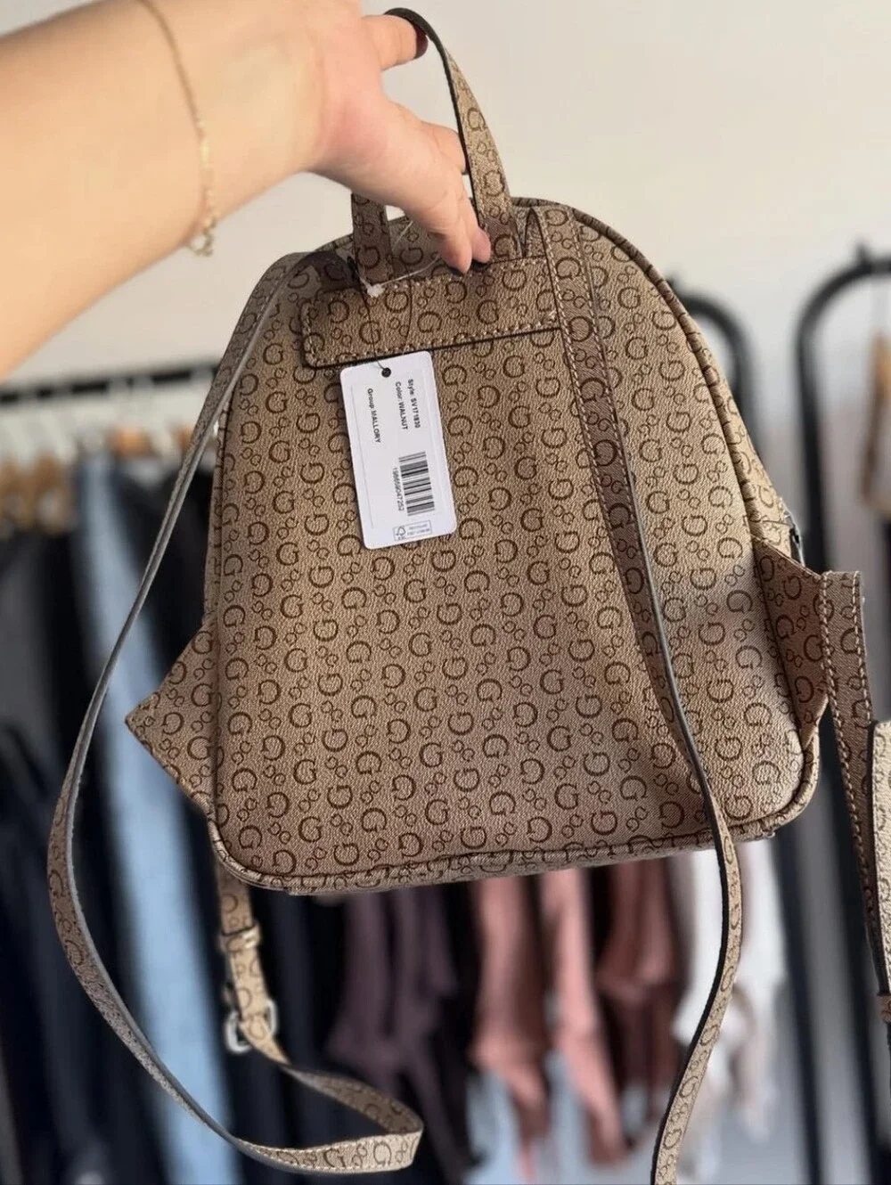 GUESS Logo Backpack in Brown